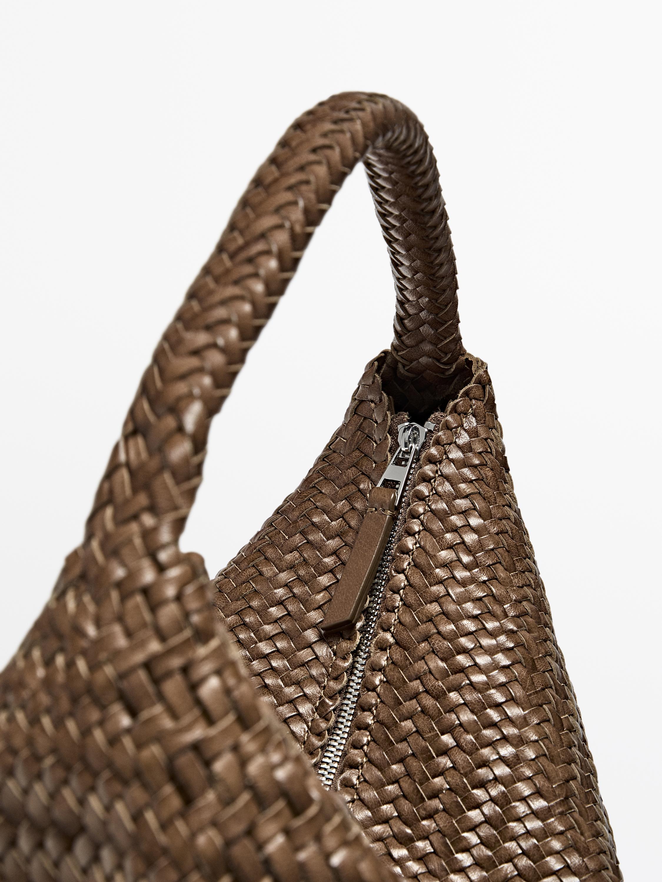 Sac demi-lune tressé cuir